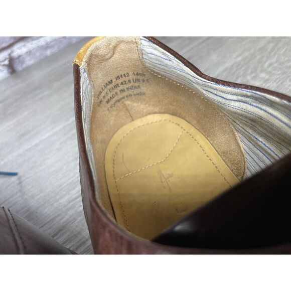 J Shoes Handcrafted William Brown Leather Oxfords Blue Lace Dress Shoes Men 42.5 main image 2